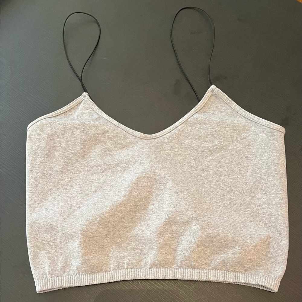 Free People Intimately Skinny Strap Seamless Brami Cami Crop Top Gray Size M/L - Picture 2 of 6